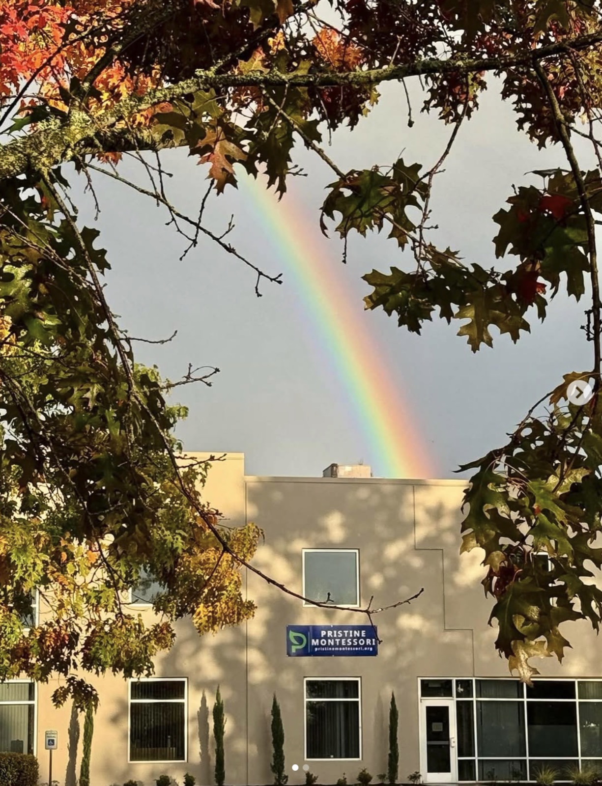 a rainbow over Pristine Montessori
